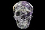 Realistic, Carved Purple Fluorite Skull #127576-2